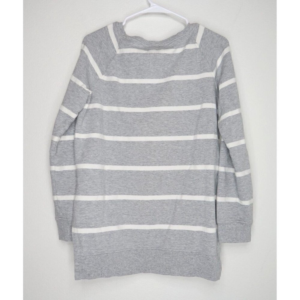 Goodthreads Sweater Heather Gray Open Stripe Long Sleeve Crew Neck Women's XS - Picture 6 of 10